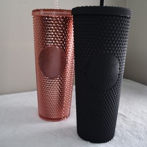 NEW Starbucks Matte Black & Rose Gold Stud Tumbler
